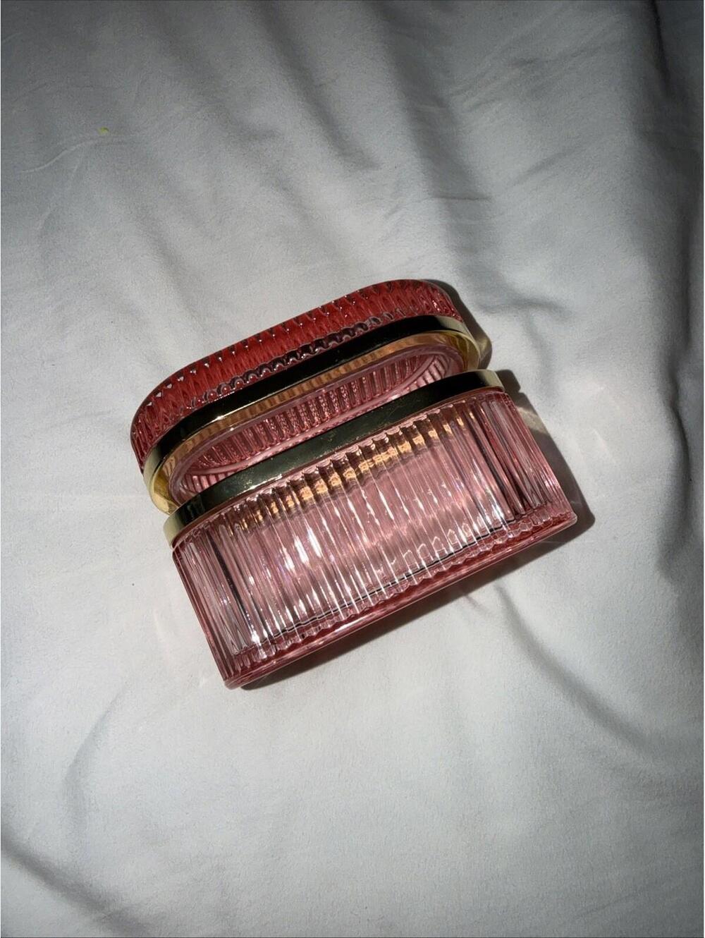 Pink Glass Embossed Jewelry Dresser Box